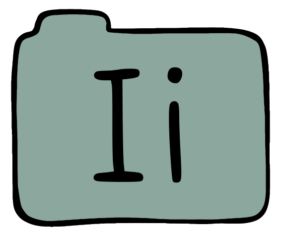 light green file folder with capital and lowercase I on it.